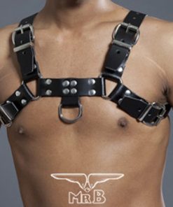 Chest Harness Saddle Leather Black