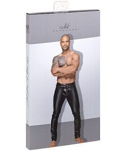 Wetlook trousers with PVC pleats
